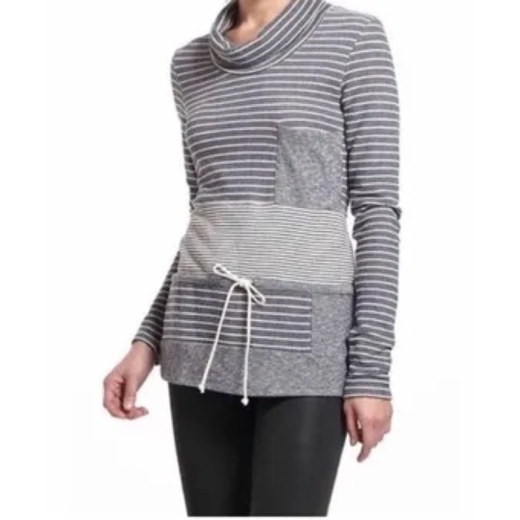 Anthropologie Saturday Sunday Stripe Knit Cowl Neck Sweater - Picture 1 of 11